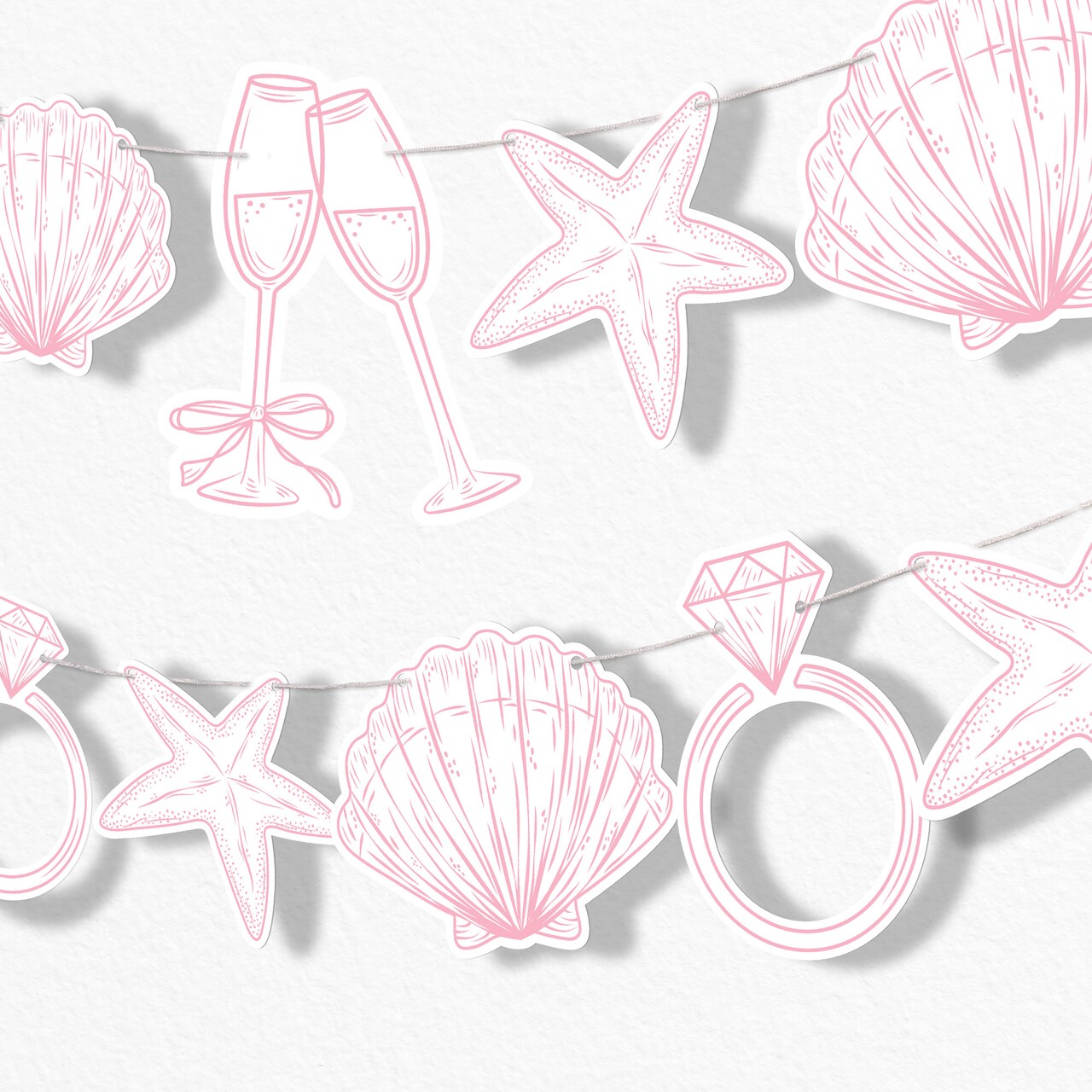 Big Dot of Happiness Pink Last Toast on The Coast Banner, Beach Bridal or Bachelorette Party Decor, 30 Feet of Cord, 15 Double-Sided Shaped Pieces